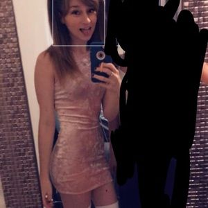 Pink velvet bodycon dress